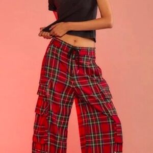Cynthia Rowley Red Plaid Cargo Pants